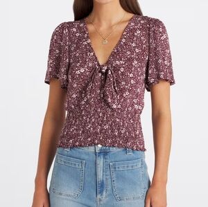 Elegant Floral Women's Blouse in Purple